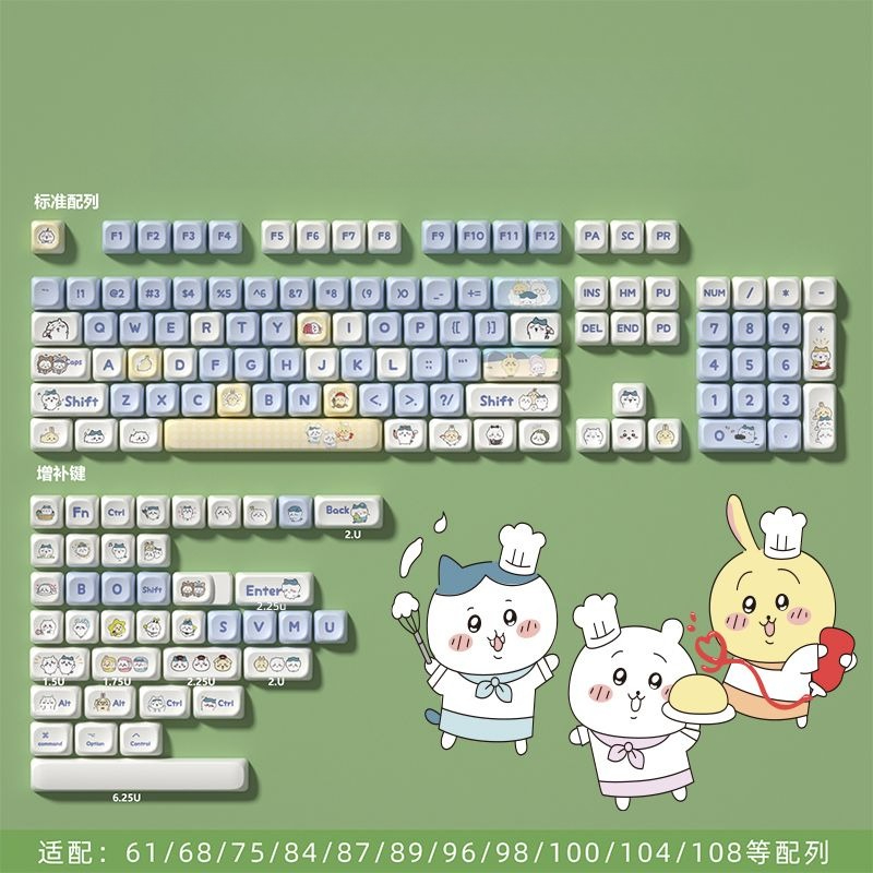 Model Kit Mecha - Keycaps Tema Chiikawa Kawaii Lucu, Set