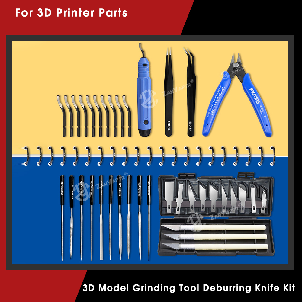 Model Kit Cutter - Kit pisau ukir Deburring 3D, alat
